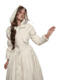 French Tailored Cinched-Waist Long Down Coat