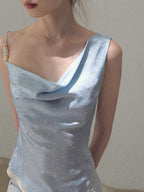 Asymmetrical Polka Dot Waist-Cinched Camisole