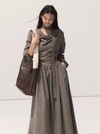 Tie-Detail Soft-Touch Long Dress