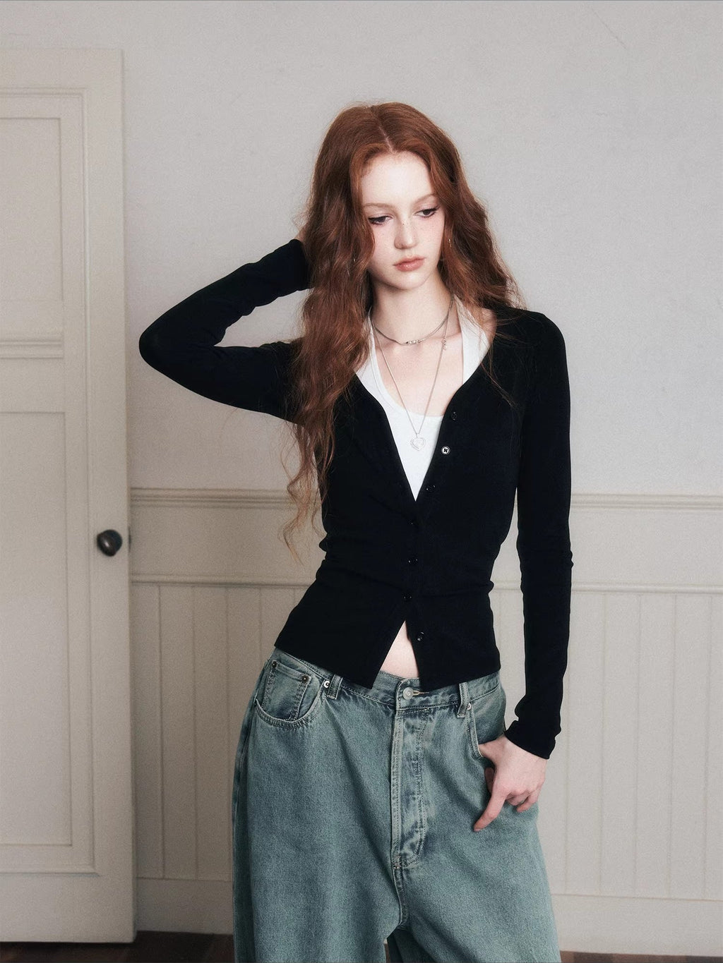 Layered Halter Camisole & Knit Cardigan Set