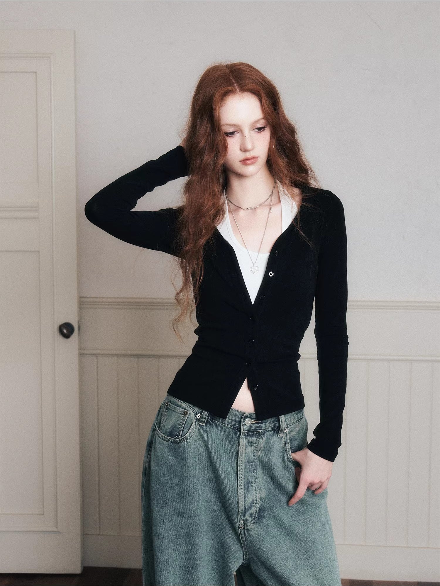 Layered Halter Camisole & Knit Cardigan Set