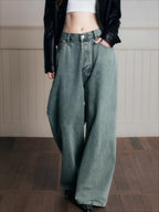Washed Relaxed Low-Rise Wide-Leg Jeans