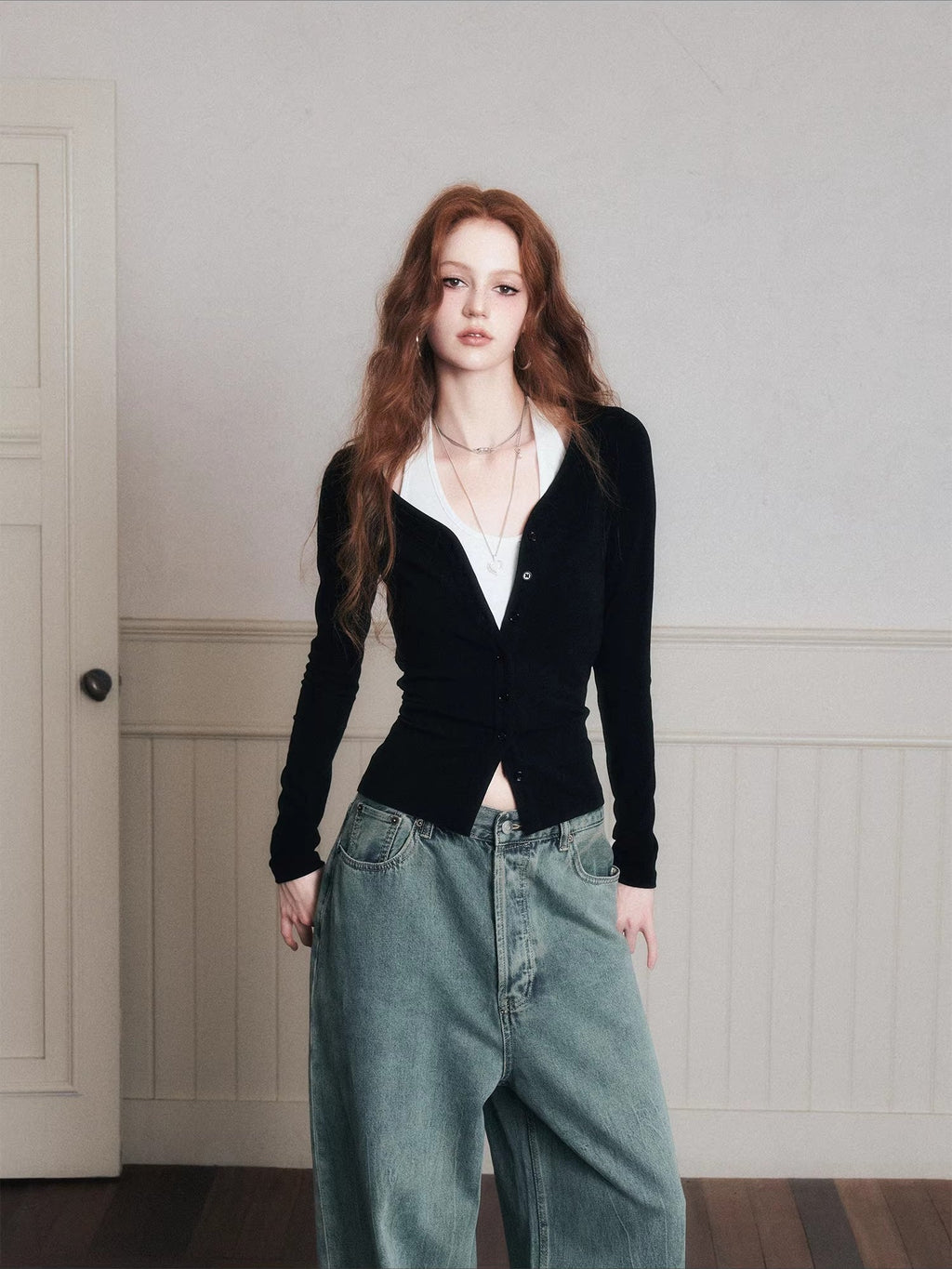 Layered Halter Camisole & Knit Cardigan Set