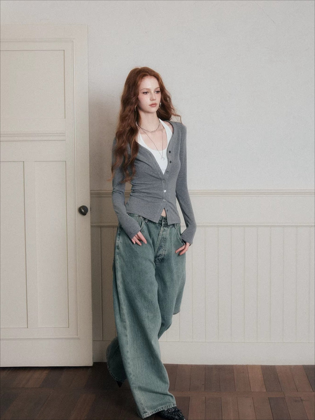 Layered Halter Camisole & Knit Cardigan Set