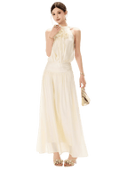 Floral Halterneck Draped Maxi Dress