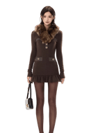 Cold Heiress Detachable Fur-Collar Mini Dress
