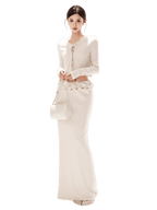 Apricot Lace Panel Knit Two-Piece Set