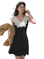 Shifting Tree Shadow Cotton Backless Waist-Cinched Vacation Dress