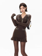 Cold Heiress Detachable Fur-Collar Mini Dress