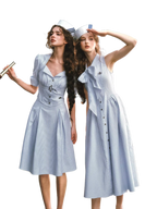 Nautical Affair French Old-Money Striped Shirt & Skirt Set