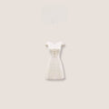 Cream White Lace-Panel Slim Fit Textured Dress