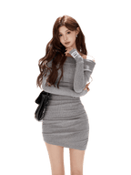 Off-Shoulder Knit Mini Dress