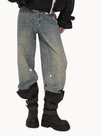 Washed Cotton Straight-Leg Jeans