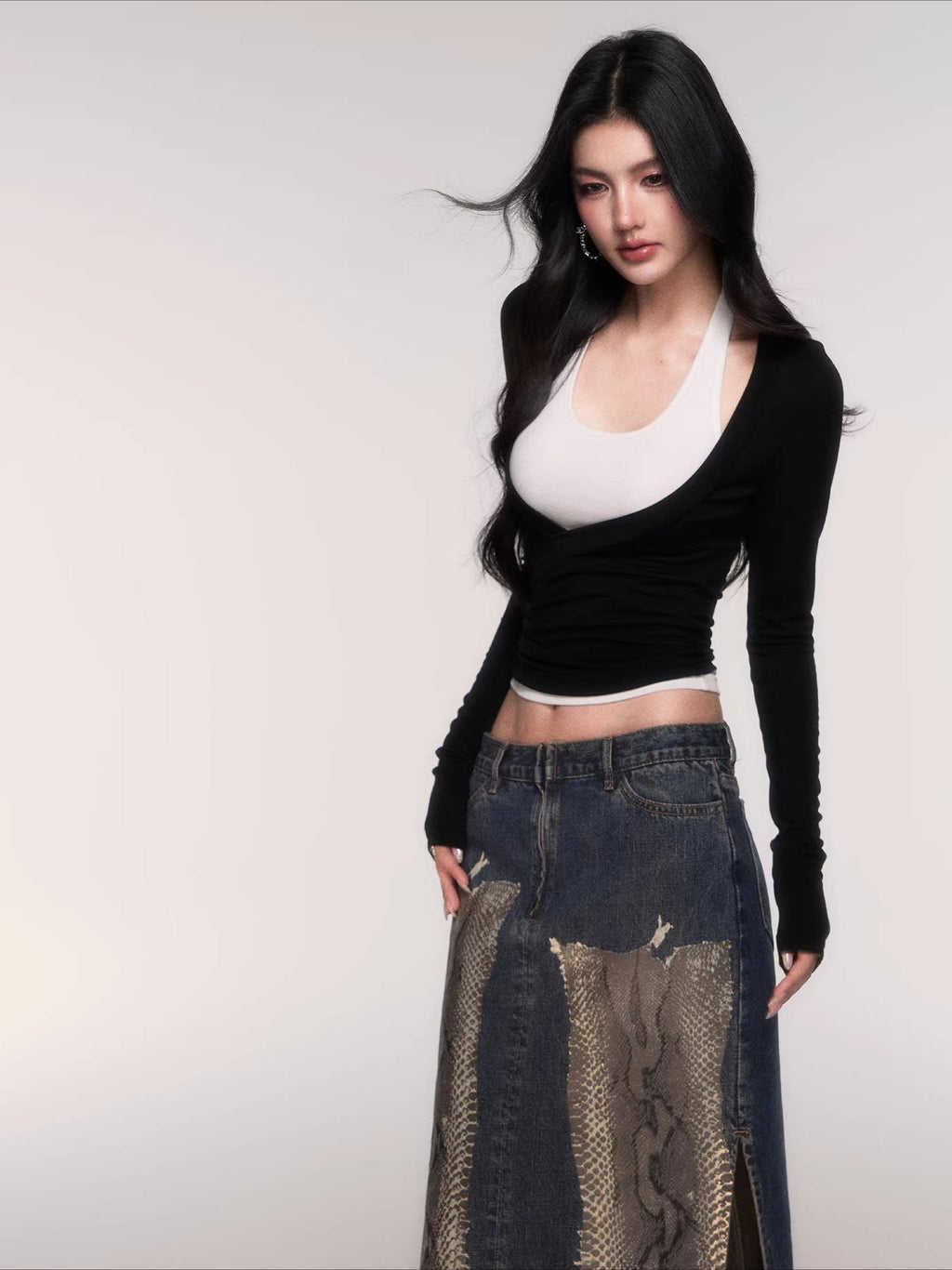 Layered Long-Sleeve Slim-Fit T-Shirt Set