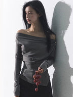One-Shoulder Waist-Defining Knit Base Layer