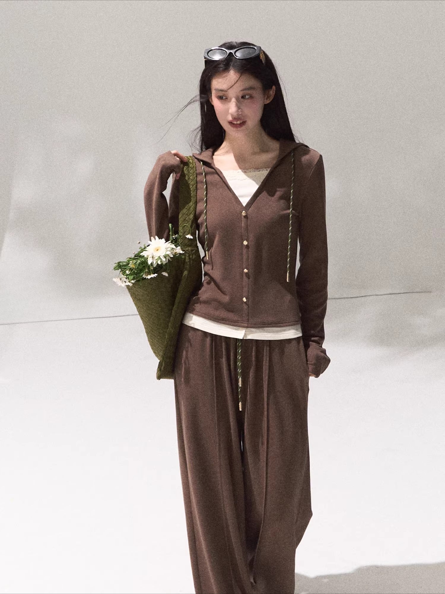Knit Base Top & Wide-Leg Pants Set