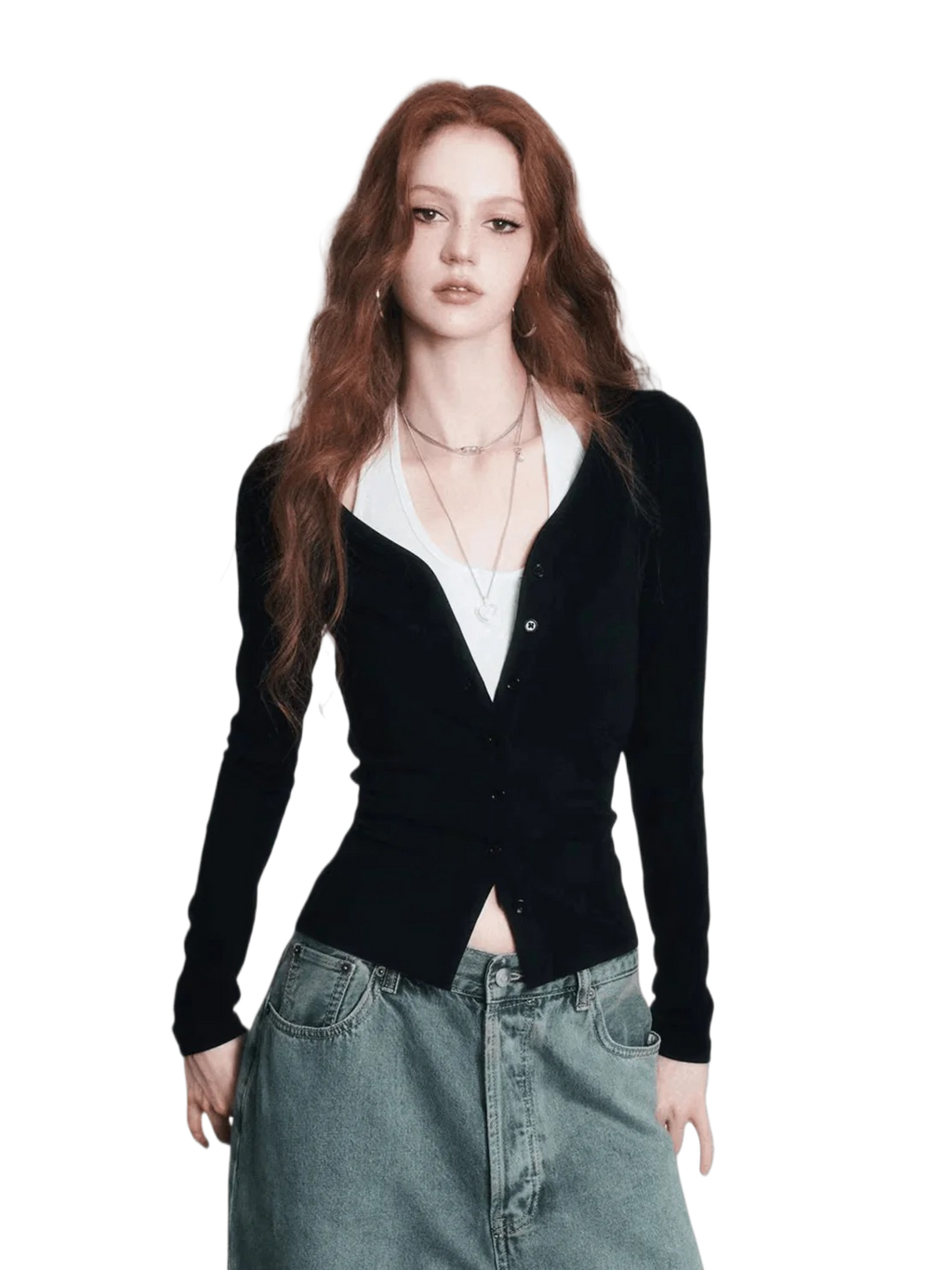 Layered Halter Camisole & Knit Cardigan Set