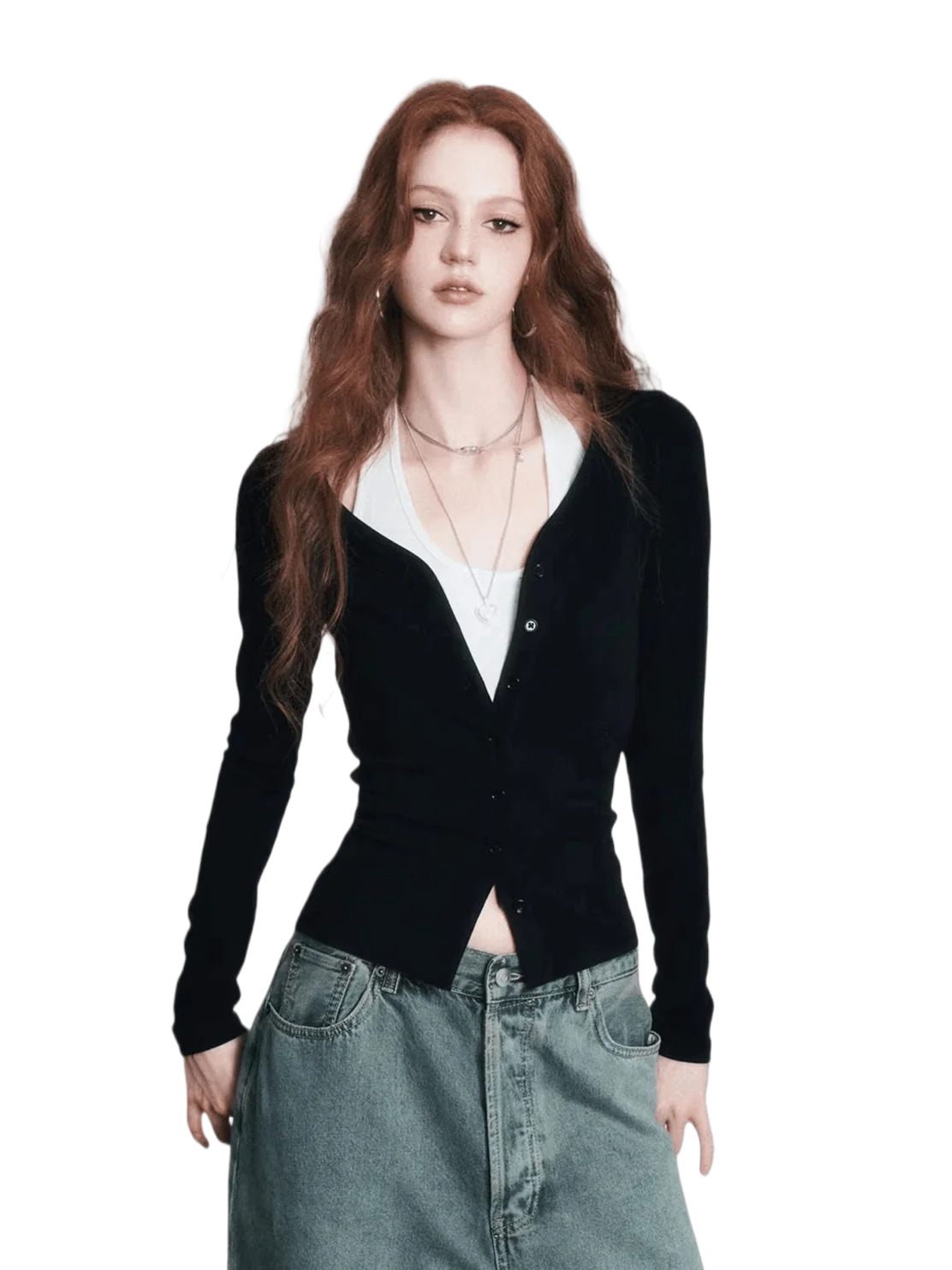 Layered Halter Camisole & Knit Cardigan Set