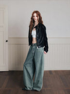 Washed Relaxed Low-Rise Wide-Leg Jeans