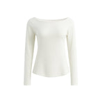 Waist-Cinching Fitted Long Sleeve T-Shirt