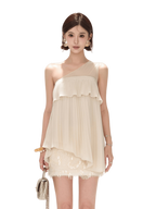 Ethereal Resort One-Shoulder Mesh Top