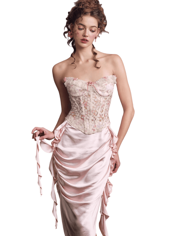 French Couture Lace Bustier & Skirt Set