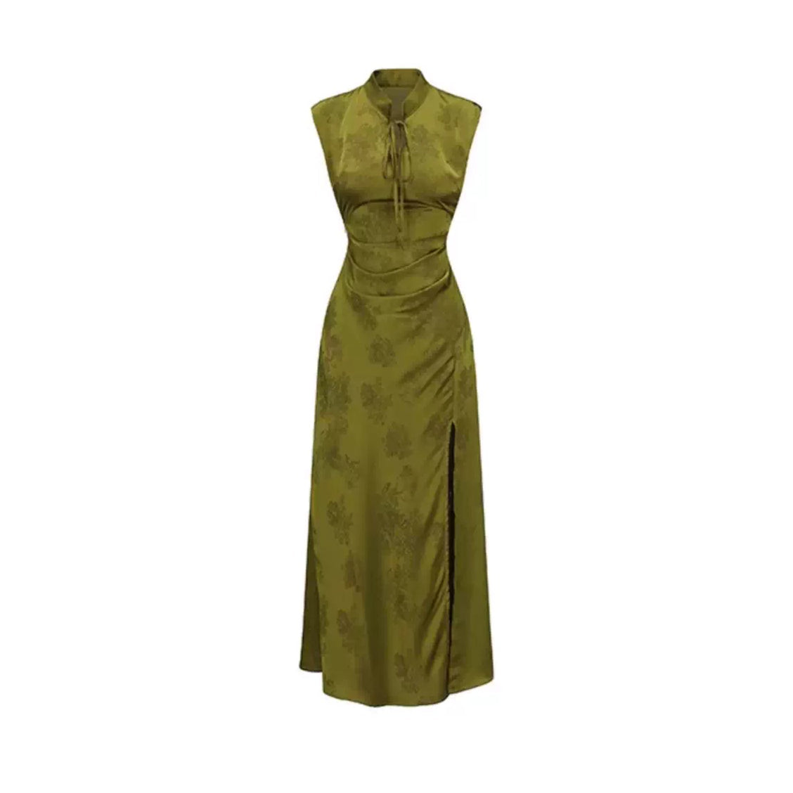 Chinese-Style Slit Cheongsam Maxi Dress