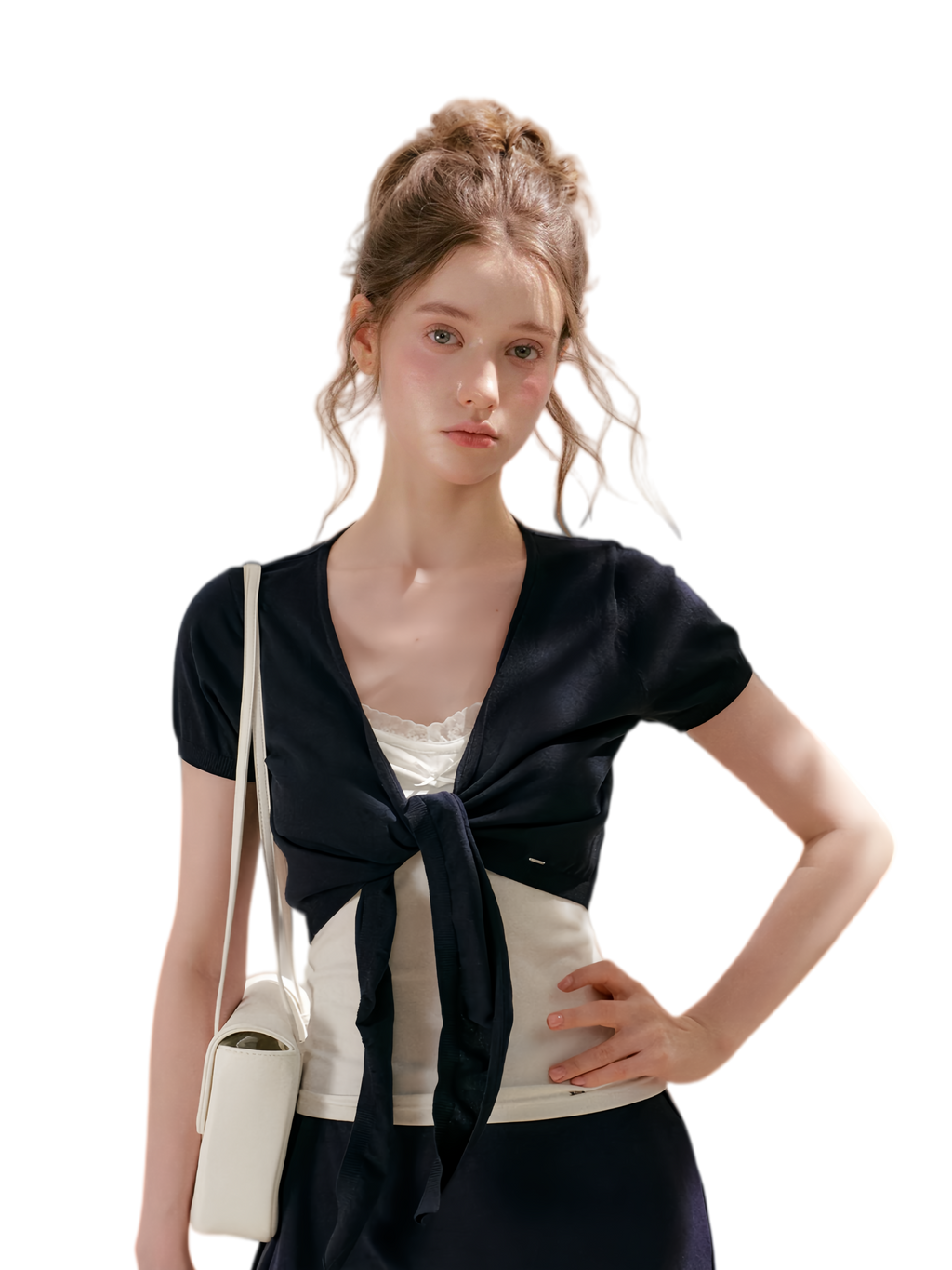 Sportique Cropped Knit Cardigan