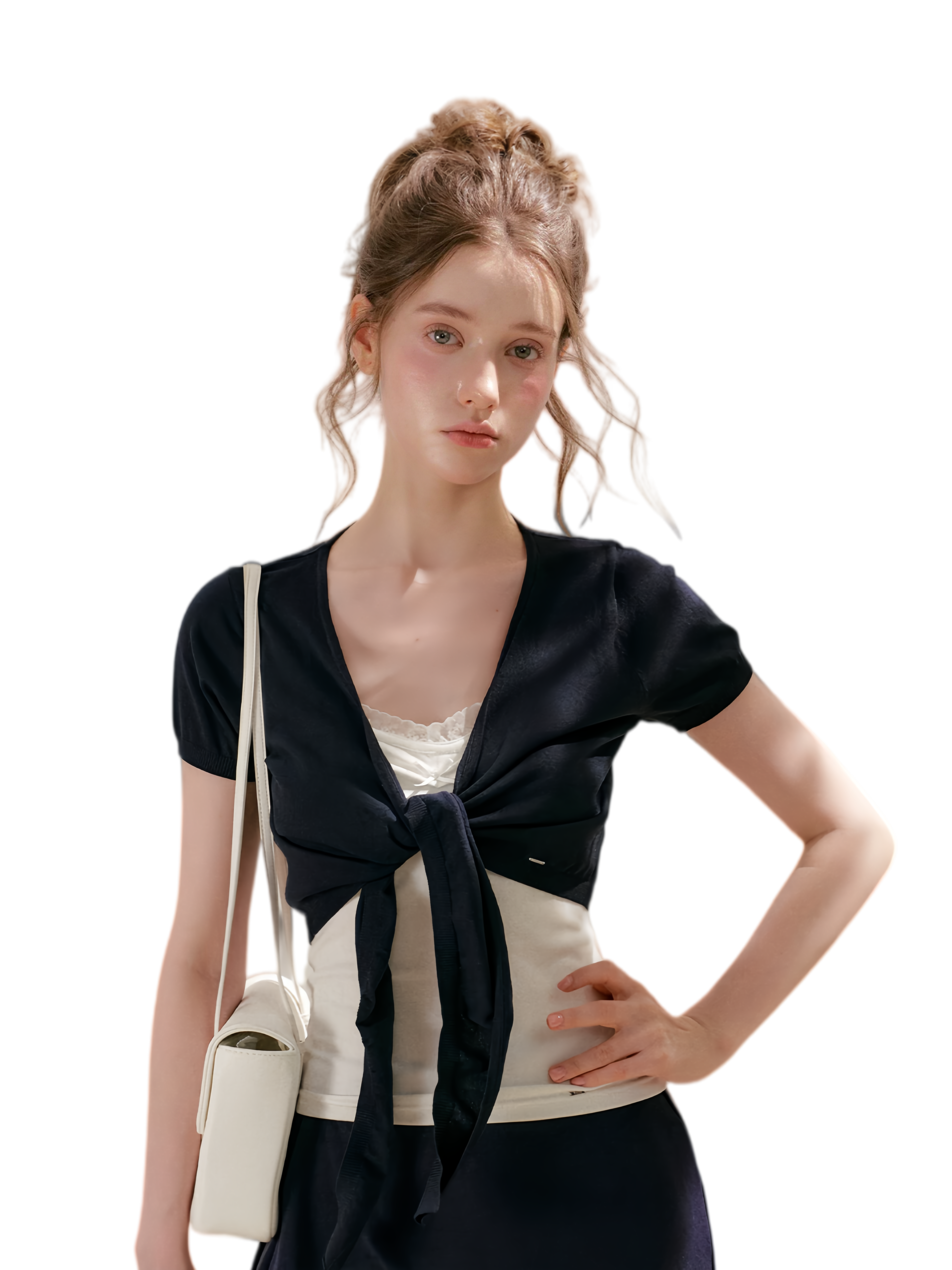 Sportique Cropped Knit Cardigan