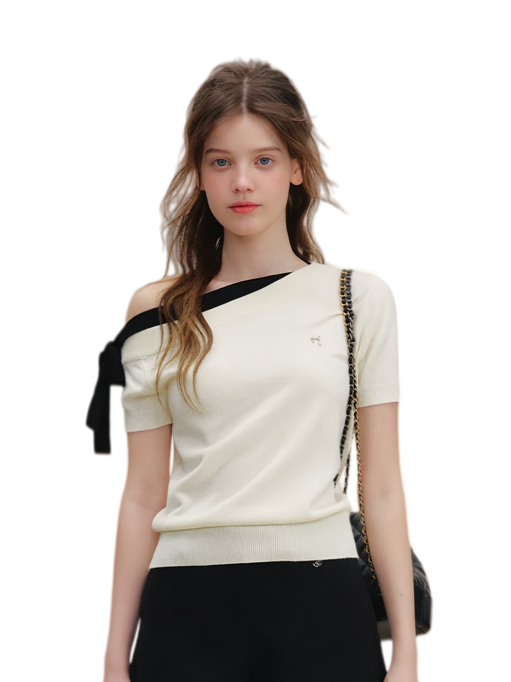 Wool Blend Bow Knit Tee