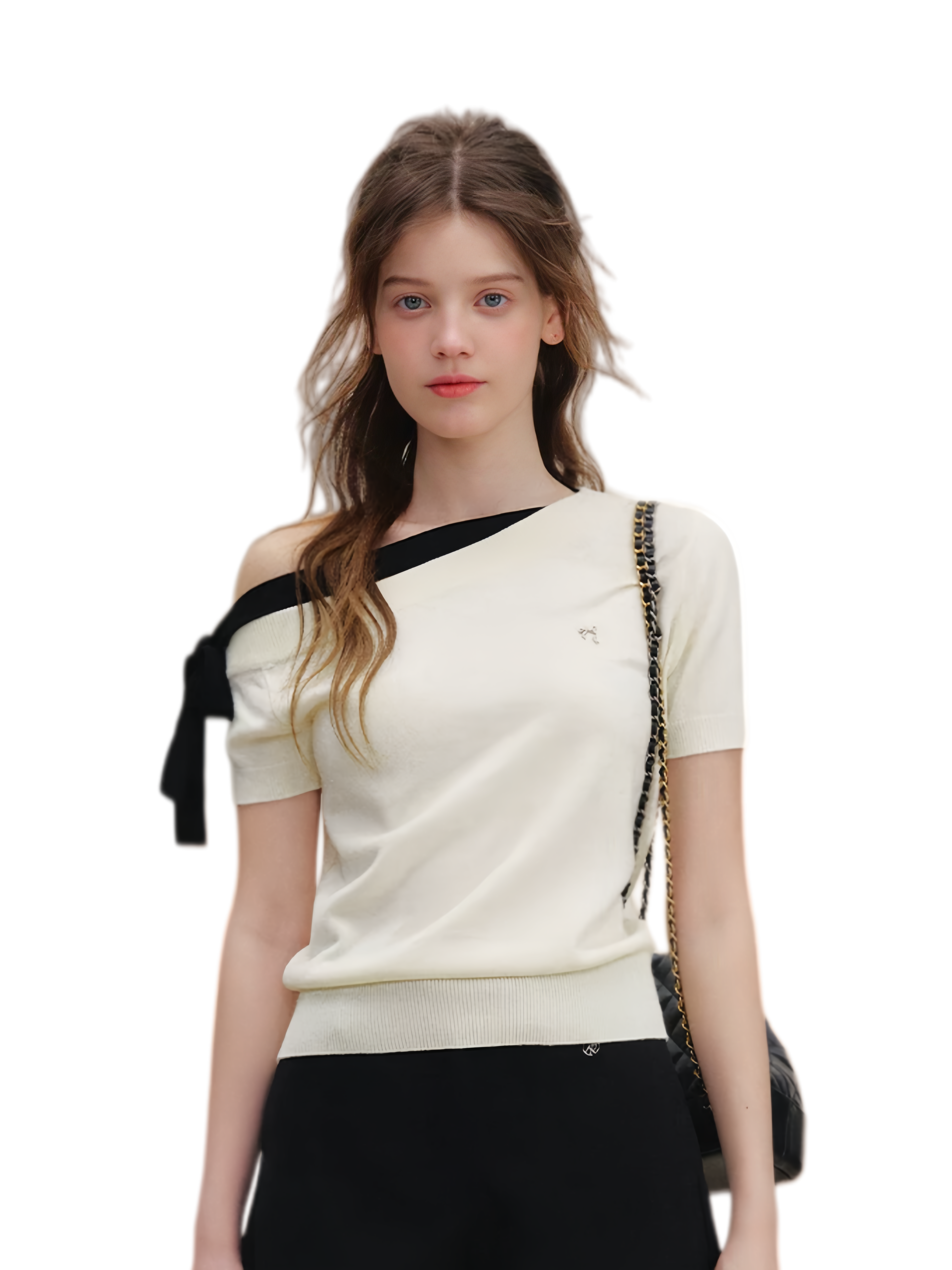 Wool Blend Bow Knit Tee