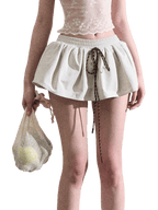 Drawstring Bubble Mini Skirt