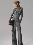 One-Shoulder Waist-Defining Knit Base Layer