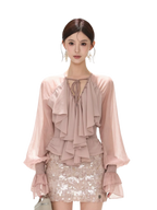 Luminous Nouveau Ruffle Chiffon Blouse