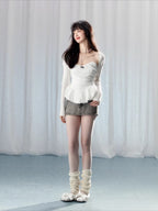 White Lace Corset Tube Top