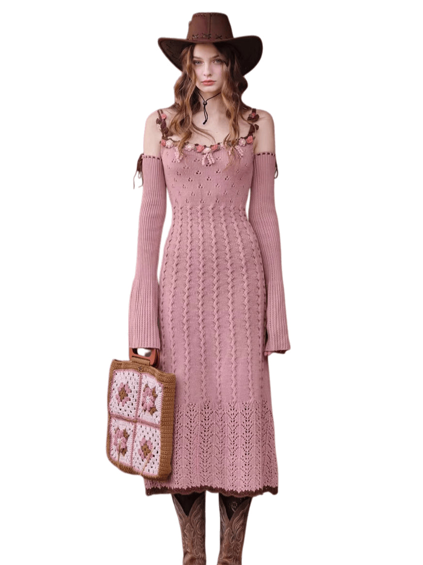 Floral Juliet Vintage Knit Dress & Cardigan Set