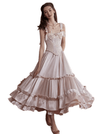Jacquard Corset Top & Satin Ruffle Skirt Set