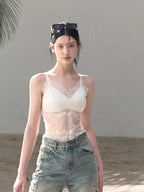 French Satin Lace Backless Camisole