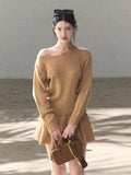 Off-Shoulder Long-Sleeve Mini Dress