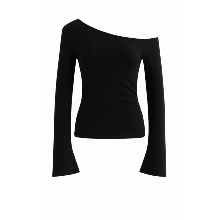 One-Shoulder Lyocell Flared Sleeve Fitted T-Shirt