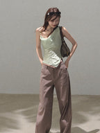 Asymmetrical Polka Dot Waist-Cinched Camisole