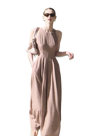 Golden Thread Linen-Blend Sleeveless A-Line Maxi Dress