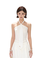 Minimalist Halter Tie Knit Bustier