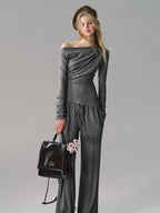 One-Shoulder Waist-Defining Knit Base Layer