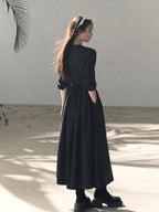 Ribbon Waist-Cinched Maxi Dress