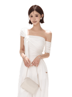Minimalist Draped One-Shoulder Knit Top