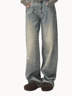Washed Cotton Straight-Leg Jeans