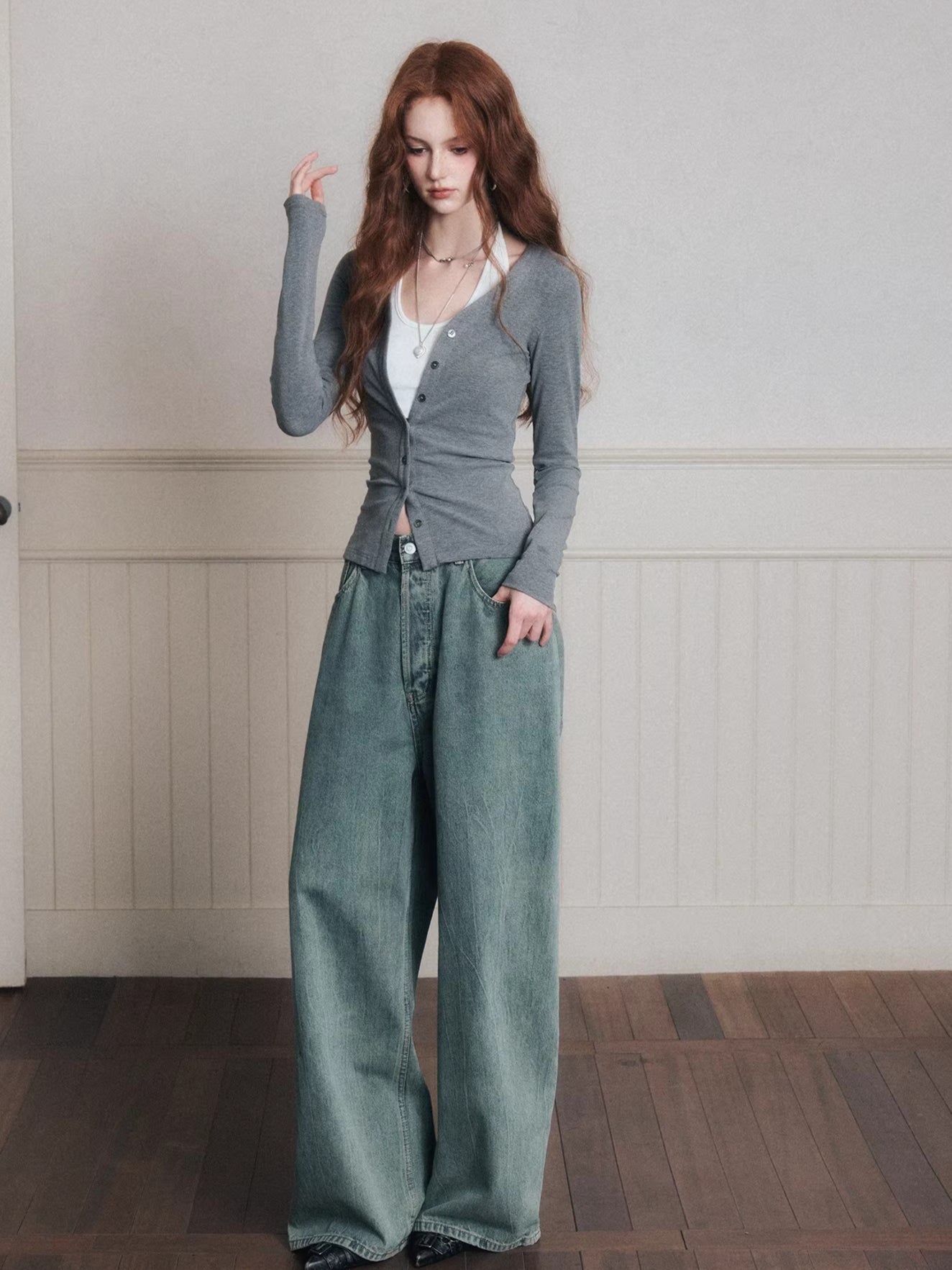 Layered Halter Camisole & Knit Cardigan Set
