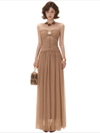 Greek Goddess Strapless Corset Maxi Dress