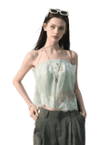 Quiet Fruit Lace Off-Shoulder Bandeau Bustier